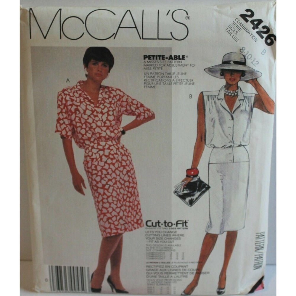 McCalls‎ Sewing Pattern 2426 Misses Dress Size 8 10 12 Petite